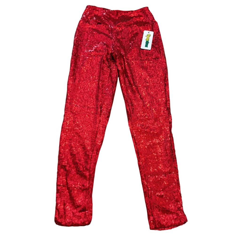 Tipsy Elves Sequin Leggings Womens Small Red High Waisted Holiday Party Pants